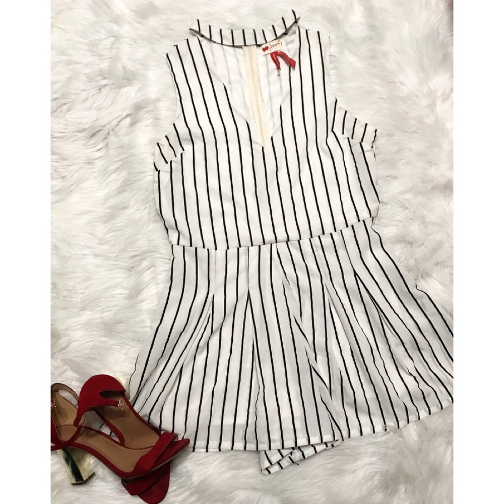 Black/White Striped Romper